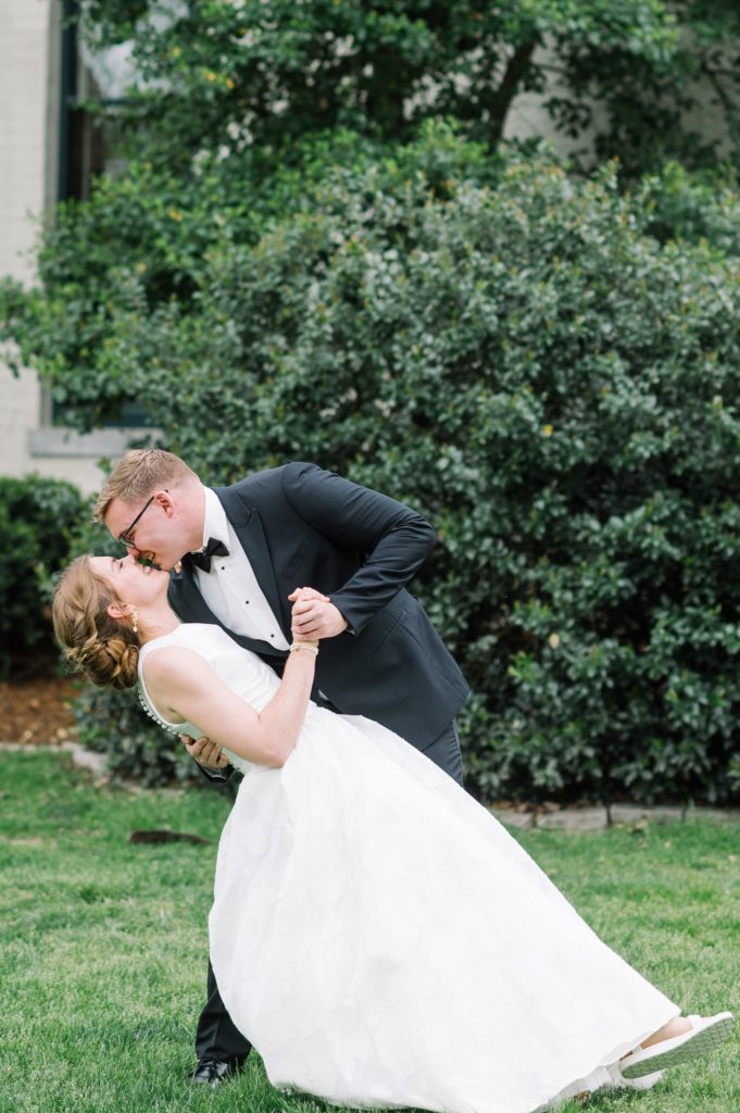 Bride and Groom kissing at Peterson Dumesnil House Wedding